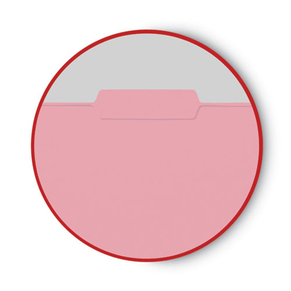Interior File Folders, 1/3-Cut Tabs: Assorted, Letter Size, 0.75" Expansion, Pink, 100/Box
