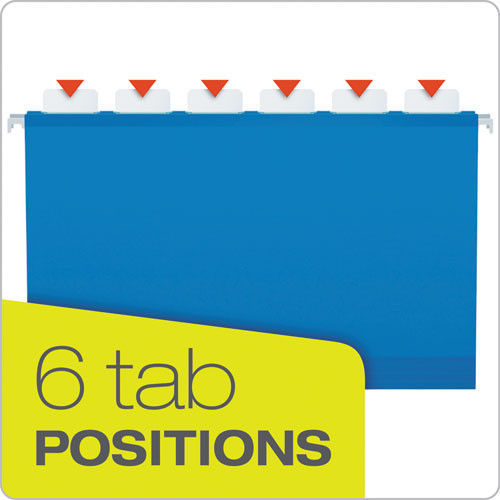 Ready-Tab Extra Capacity Reinforced Colored Hanging Folders, Legal Size, 1/6-Cut Tabs, Assorted Colors, 20/Box