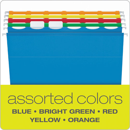 Ready-Tab Extra Capacity Reinforced Colored Hanging Folders, Legal Size, 1/6-Cut Tabs, Assorted Colors, 20/Box