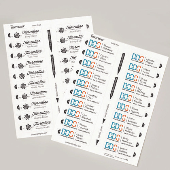 The Mighty Badge Name Badge Inserts, 1 x 3, Clear, Laser, 20/Sheet, 5 Sheets/Pack