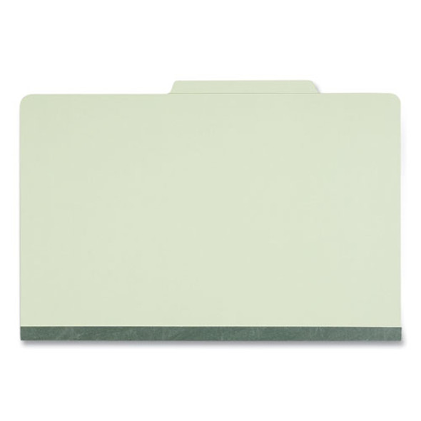 Four-Section Pressboard Classification Folders, 2" Expansion, 1 Divider, 4 Fasteners, Legal Size, Green Exterior, 10/Box