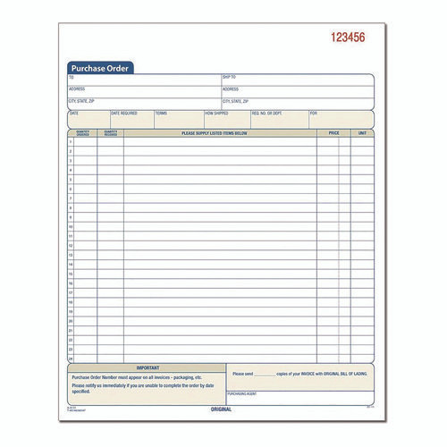 Multipart Purchase Order Pad, Three-Part Carbonless, 8.38 x 10.19, 50 Forms Total