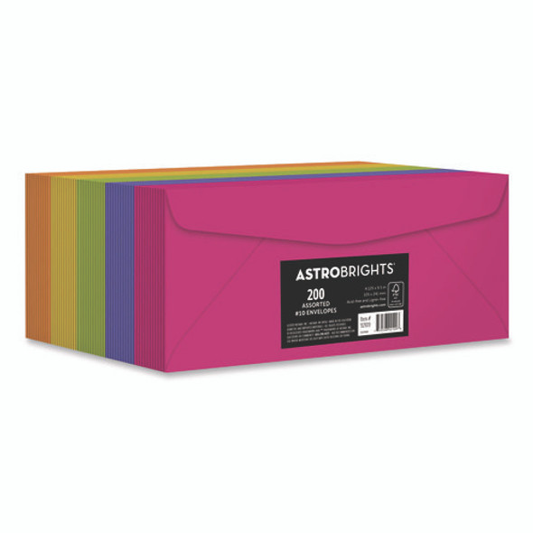 Bulk Envelopes, #10, Bankers Flap, Gummed Closure, Assorted Colors, 200/Pack