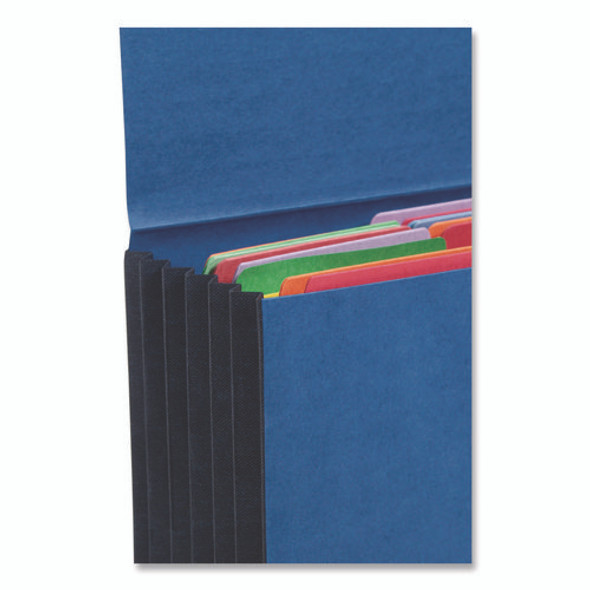 Extra-Wide Expanding Wallets with Elastic Cord, 5.25" Expansion, 1 Section, Elastic Cord Closure, Letter Size, Navy Blue