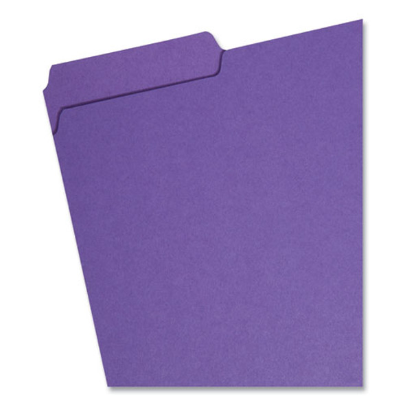 Interior File Folders, 1/3-Cut Tabs: Assorted, Letter Size, 0.75" Expansion, Purple, 100/Box Interior File Folders, 1/3-Cut Tabs: Assorted, Letter Size, 0.75" Expansion, Purple, 100/Box