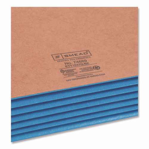Redrope Drop-Front End Tab File Pockets, Fully Lined 6.5" High Gussets, 5.25" Expansion, Legal Size, Redrope/Blue, 10/Box