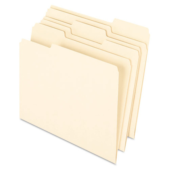 Earthwise by Pendaflex 100% Recycled Manila File Folder, 1/3-Cut Tabs: Assorted, Letter, 0.75" Expansion, Manila, 100/Box