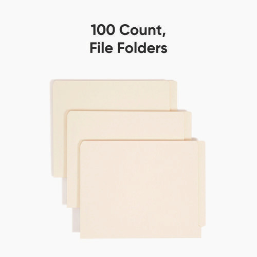 Heavyweight Manila End Tab Folders, 9.5" High Front, Straight Tabs, Letter Size, 0.75" Expansion, Manila, 100/Box