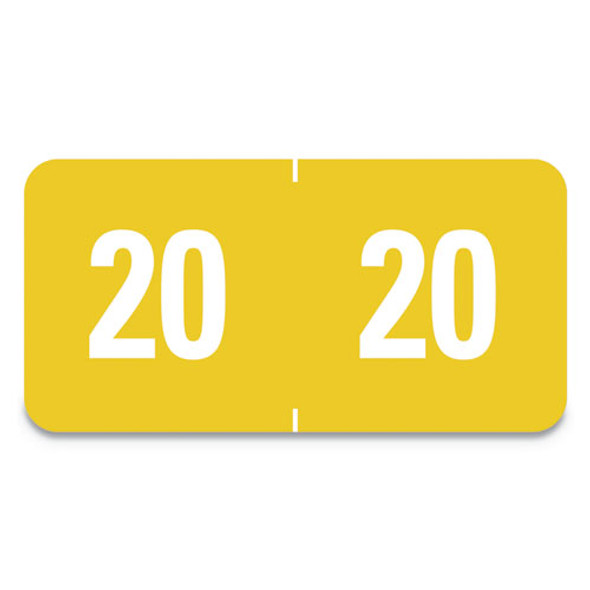 Yearly End Tab File Folder Labels, 20, 0.5 x 1, Yellow, 25/Sheet, 10 Sheets/Pack