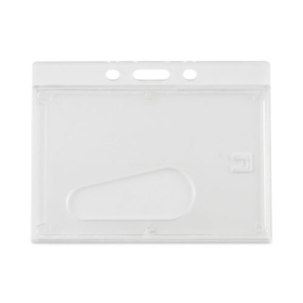 Frosted One-Card Rigid Badge Holders, Horizontal, Frosted 3.68" x 2.75" Holder, 3.38" x 2.13" Insert, 25/Box