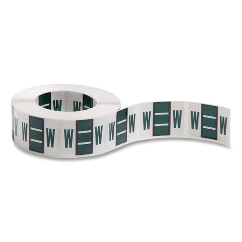 A-Z Color-Coded End Tab Filing Labels, W, 1 x 1.25, White, 500/Roll