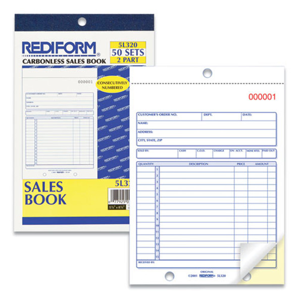 Sales Book, 15 Lines, Two-Part Carbonless, 5.5 x 7.88, 50 Forms Total