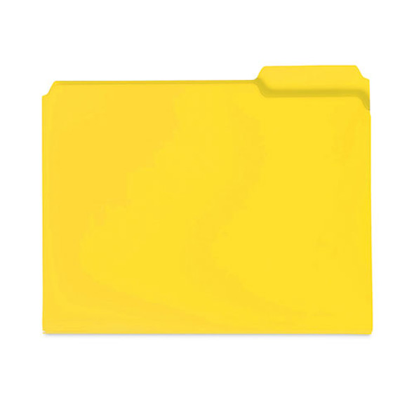 Top Tab Poly Colored File Folders, 1/3-Cut Tabs: Assorted, Letter Size, 0.75" Expansion, Yellow, 24/Box