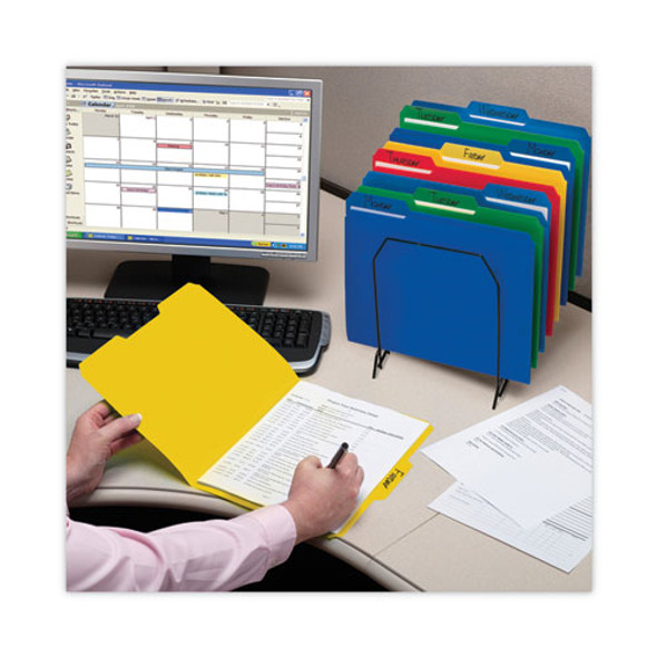 Top Tab Poly Colored File Folders, 1/3-Cut Tabs: Assorted, Letter Size, 0.75" Expansion, Yellow, 24/Box