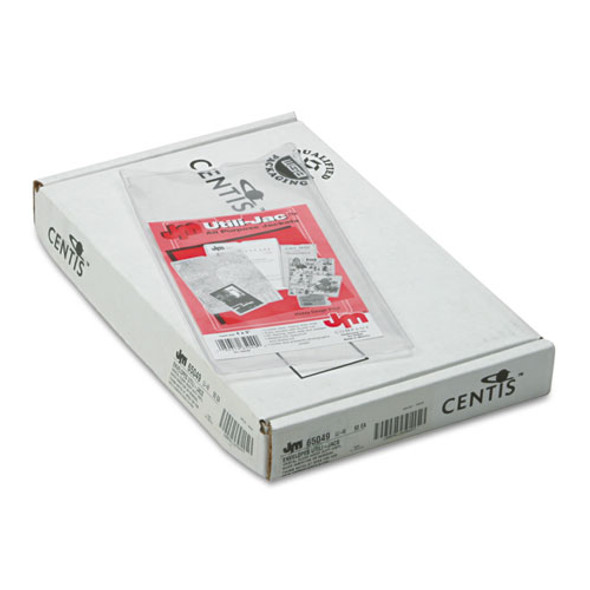 Utili-Jac Heavy-Duty Clear Plastic Envelope, 4 x 9, Clear, 50/Box
