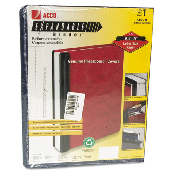 Expandable Hanging Data Binder, 2 Posts, 6" Capacity, 11 x 8.5, Blue