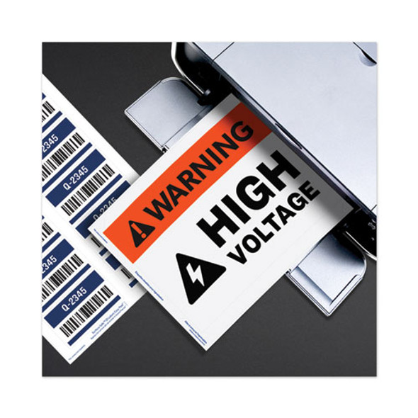 Surface Safe Removable Label Safety Signs, Inkjet/Laser Printers, 5 x 7, White, 2/Sheet, 15 Sheets/Pack