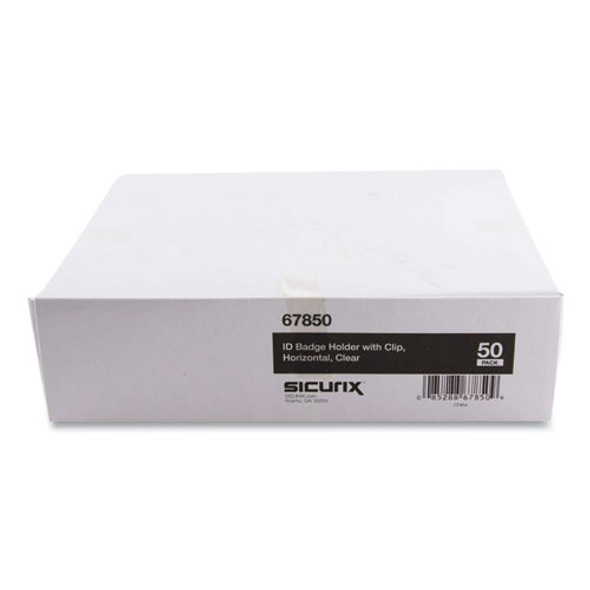SICURIX Badge Holder, Horizontal, 2.5 x 3.5, Clear, 50/Box
