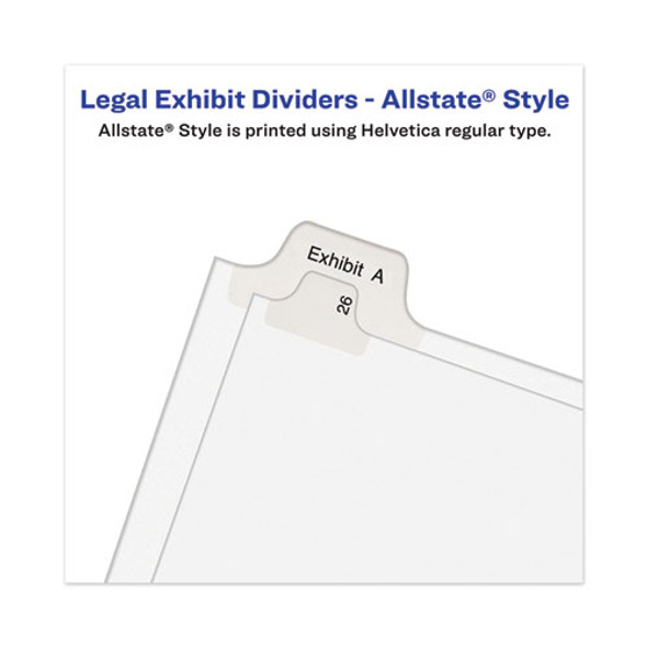 Allstate-Style Legal Side Tab Dividers, 26-Tab, Exhibit H, 11 x 8.5, White, 25/Pack