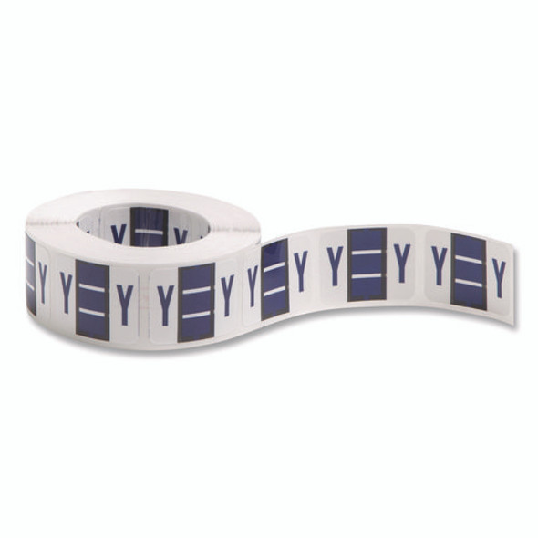 A-Z Color-Coded End Tab Filing Labels, Y, 1 x 1.25, White, 500/Roll