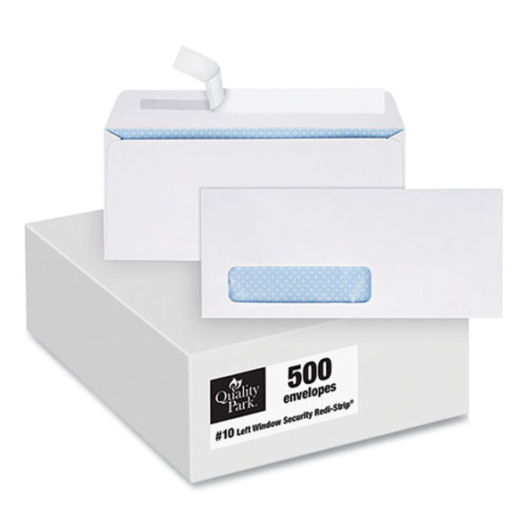 Redi-Strip Security Tinted Envelope, Address Window, #10, Commercial Flap, Redi-Strip Closure, 4.13 x 9.5, White, 500/Box