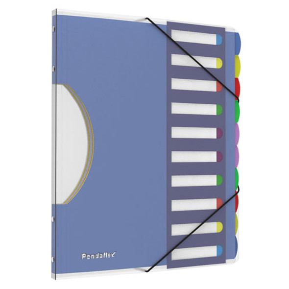 PileSmart Project Sorters, 0.75" Expansion, 10 Sections, Elastic Cord Closure, 1/10-Cut Tabs, Letter Size, Blue