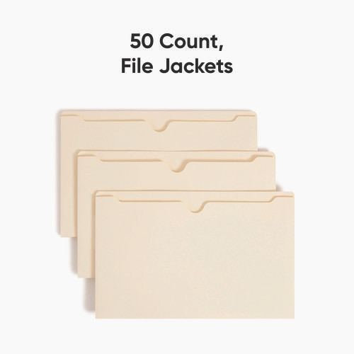 Manila File Jackets, 2-Ply Straight Tab, Legal Size, Manila, 50/Box