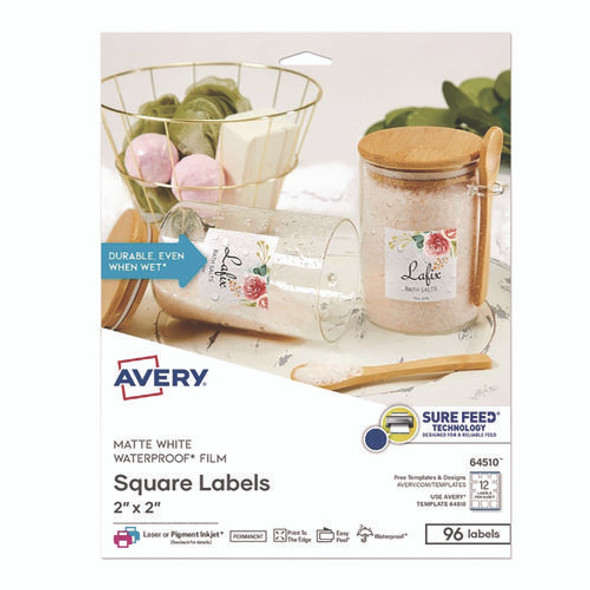 Laser/Inkjet Multipurpose Label, 2 x 2, White, 12/Sheet, 8 Sheets/Pack