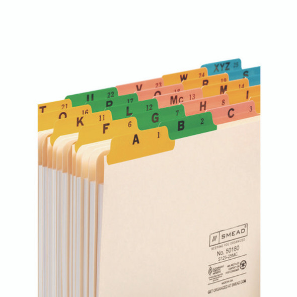 Alphabetic Top Tab Indexed File Guide Set, 1/5-Cut Top Tab, A to Z, 8.5 x 11, Manila, 25/Set