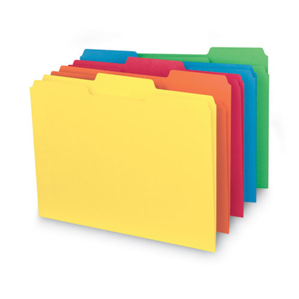 Interior File Folders, 1/3-Cut Tabs: Assorted, Letter Size, 0.75" Expansion, Assorted Colors, 100/Box