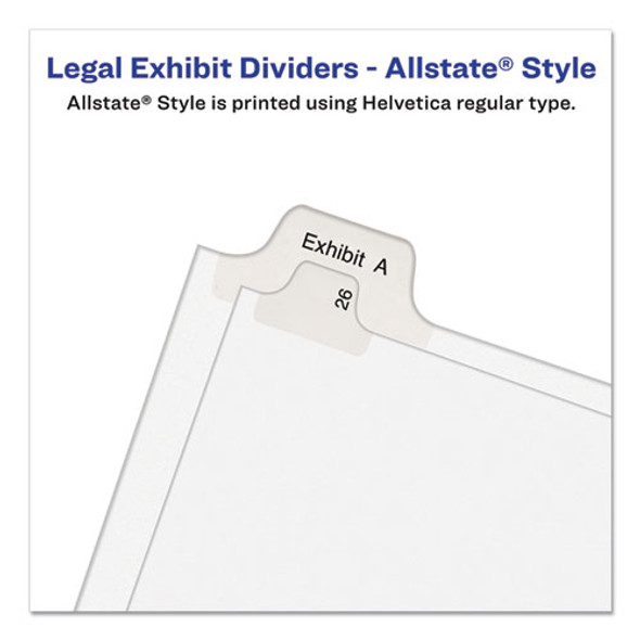 Preprinted Legal Exhibit Side Tab Index Dividers, Allstate Style, 26-Tab, A to Z, 11 x 8.5, White, 1 Set, (1700) Preprinted Legal Exhibit Side Tab Index Dividers, Allstate Style, 26-Tab, A to Z, 11 x 8.5, White, 1 Set, (1700)