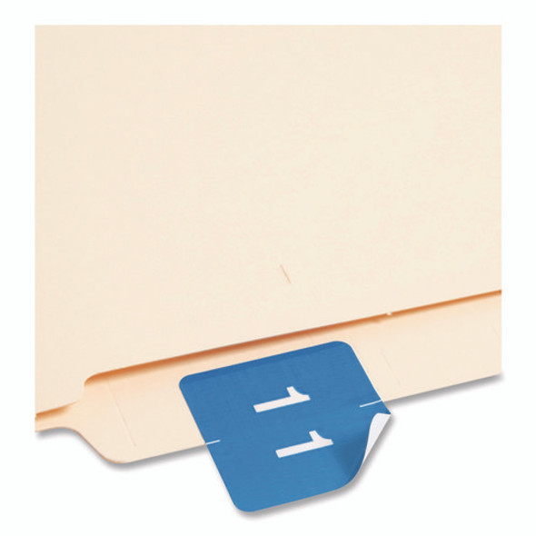 Numerical End Tab File Folder Labels, 1, 1.5 x 1.5, Light Blue, 250/Roll