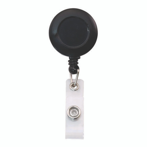 Clip-On Badge Reel, Extends 30", Black, 12/Pack