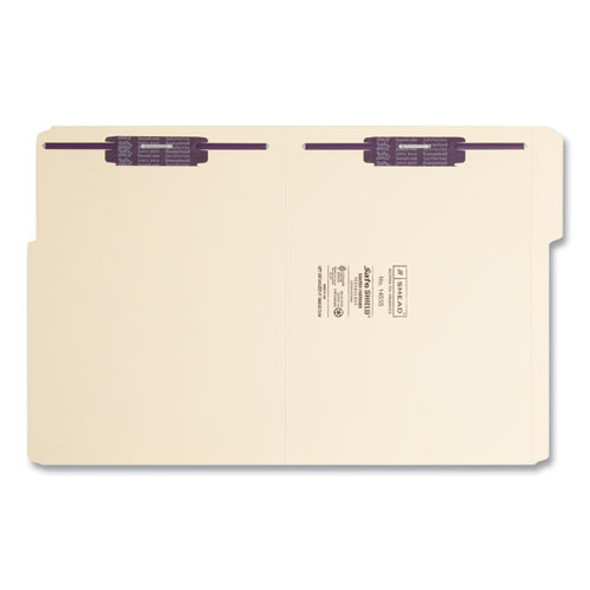 Manila Fastener Folders with SafeSHIELD Coated Fasteners, 0.75" Expansion, 2 Fasteners, Letter Size, Manila Exterior, 50/Box