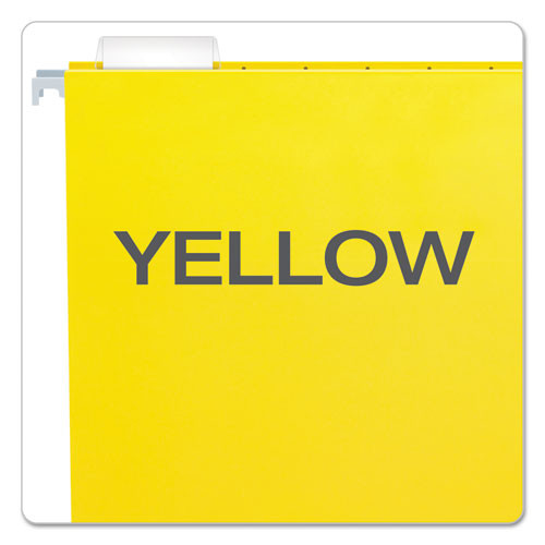 Colored Hanging Folders, Letter Size, 1/5-Cut Tabs, Yellow, 25/Box