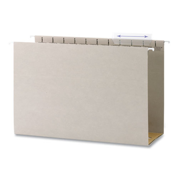 TUFF Extra Capacity Hanging File Folders with Easy Slide Tabs, 4" Capacity, Legal, 1/3-Cut Tabs, Steel Gray, 18/Box