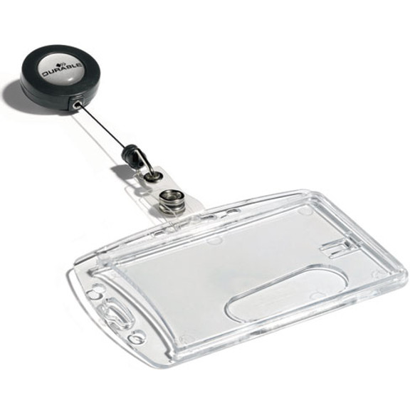 ID/Security Card Holder Set, Vertical/Horizontal, Reel, Clear, 10/Pack