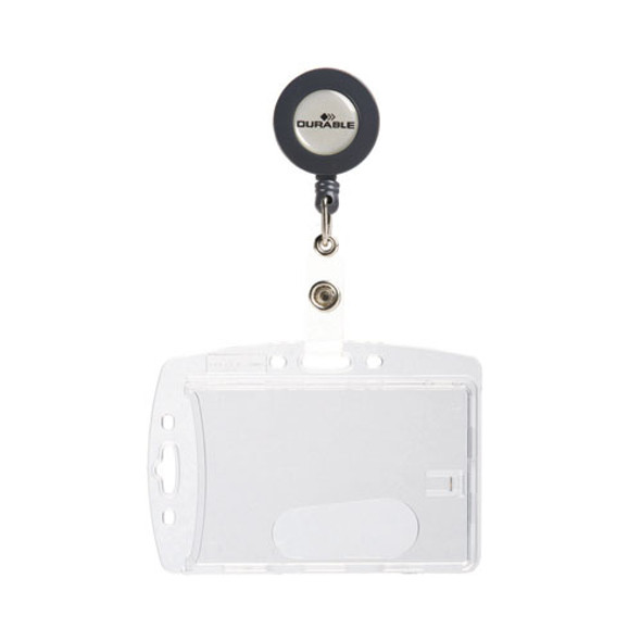 ID/Security Card Holder Set, Vertical/Horizontal, Reel, Clear, 10/Pack