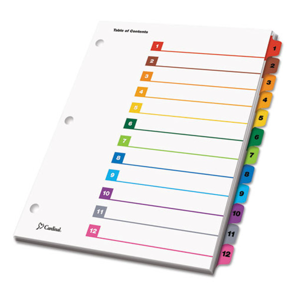 OneStep Printable Table of Contents and Dividers, 12-Tab, 1 to 12, 11 x 8.5, White, Assorted Tabs, 1 Set