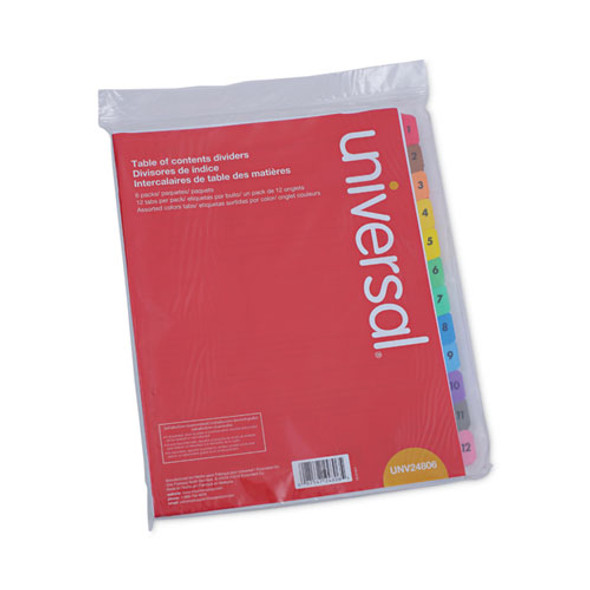 Deluxe Table of Contents Dividers for Printers, 12-Tab, 1 to 12; Table Of Contents, 11 x 8.5, White, 6 Sets