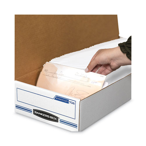 STOR/FILE Check Boxes, 9.25" x 25" x 4.13", White/Blue, 12/Carton