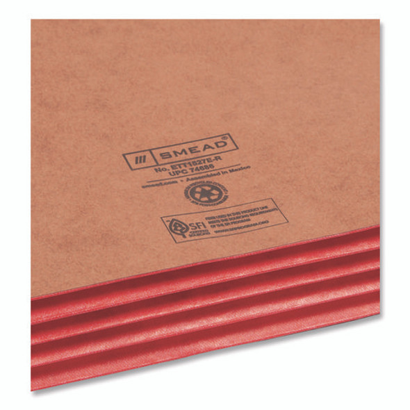 Redrope Drop-Front End Tab File Pockets, Fully Lined 6.5" High Gussets, 3.5" Expansion, Legal Size, Redrope/Red, 10/Box