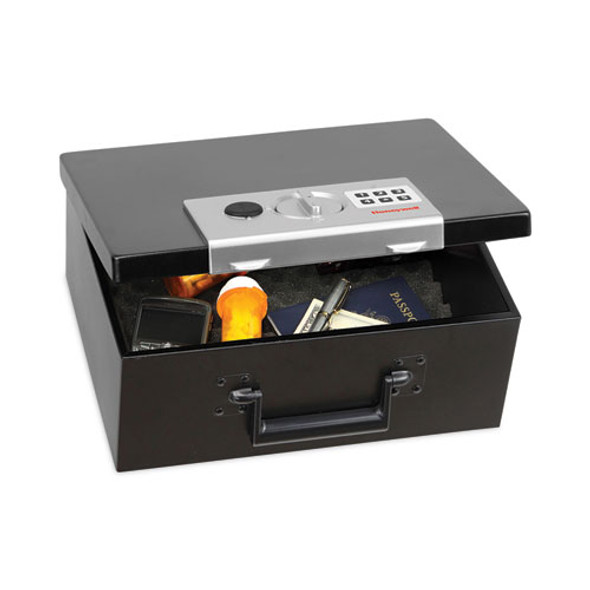 Steel Fireproof Safe with Keypad Lock, 12.7 x 10.4 x 5.5, 0.27 cu ft, Black