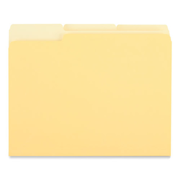 Interior File Folders, 1/3-Cut Tabs: Assorted, Letter Size, 11-pt Stock, Yellow, 100/Box