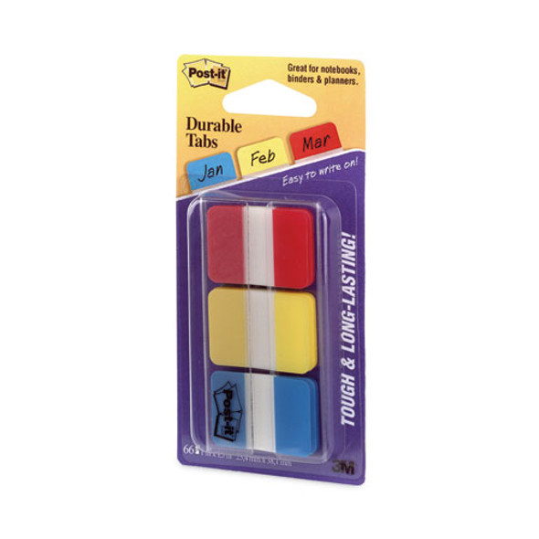 1" Plain Solid Color Tabs, 1/5-Cut, Assorted Primary Colors, 1" Wide, 66/Pack