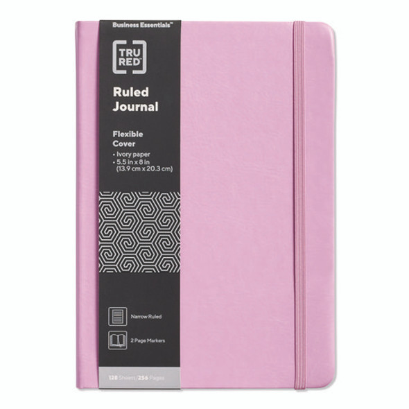 Flexible-Cover Business Journal with Elastic Closure, 1-Subject, Narrow Rule, Mauve Cover, (128) 8 x 5.5 Sheets
