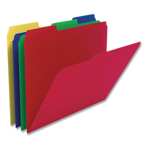 Heavyweight Plastic File Folders, 1/3-Cut Tabs: Assorted, Letter Size, Assorted Colors, 24/Pack