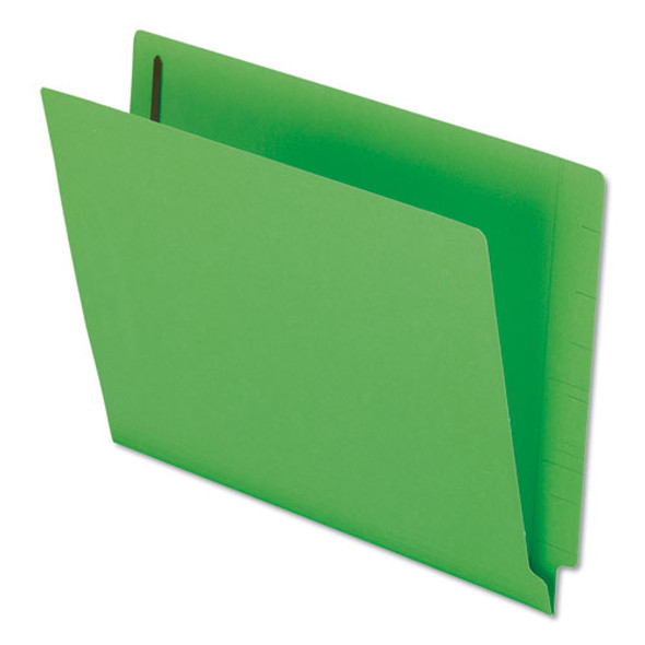 Colored Reinforced End Tab Fastener Folders, 0.75" Expansion, 2 Fasteners, Letter Size, Green Exterior, 50/Box