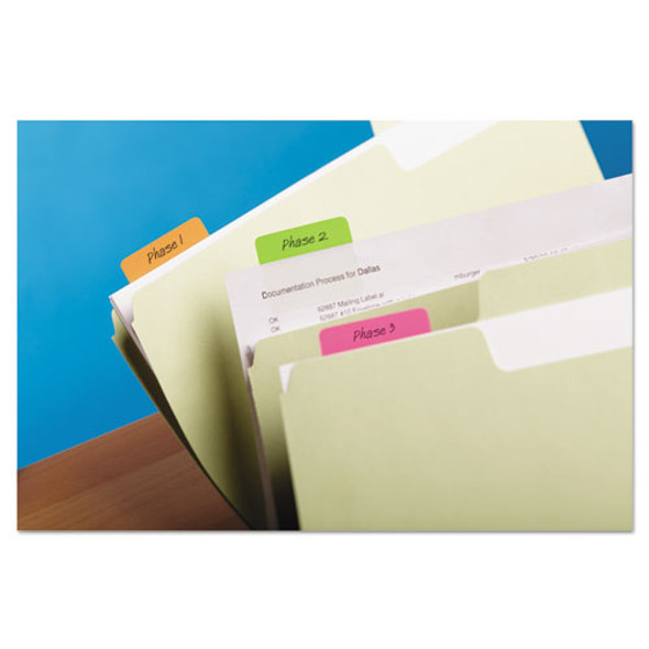 Solid Color Tabs, 1/5-Cut, Assorted Bright Colors, 2" Wide, 24/Pack