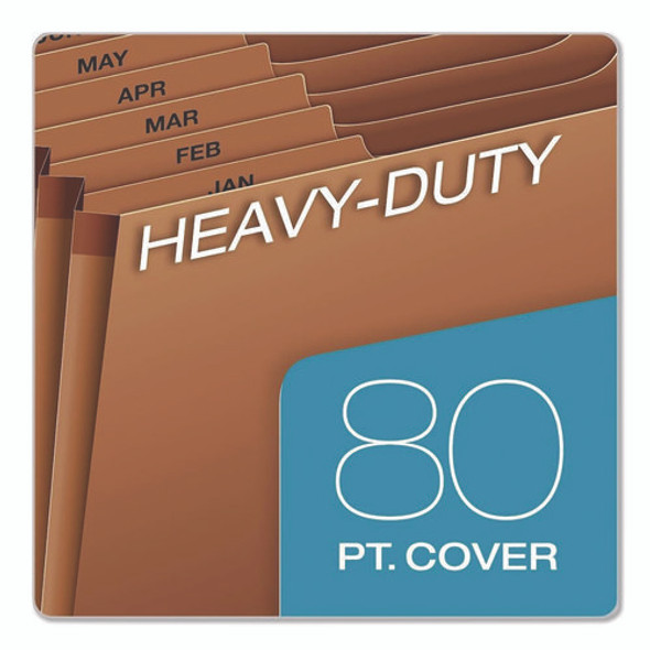 Heavy-Duty Open-Top Expanding Stadium File, 12 Sections, 1/3-Cut Tabs, Legal Size, Redrope